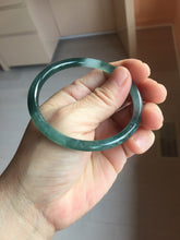 Load image into Gallery viewer, 56.3mm Certified Type A 100% Natural icy watery dark green/blue/gray/black slim Guatemala Jadeite bangle PJ155-0662
