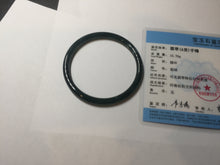 Load image into Gallery viewer, 58mm Certified Type A 100% Natural dark green/blue/gray/black gradient Guatemala slim round cut Jadeite bangle PE88-5516
