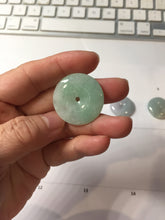 Load image into Gallery viewer, 23.5-28mm Type A 100% Natural sunny green/oily dark green black gray(老油青)/purple Jadeite Safety Guardian Button donuts pendant group PB301
