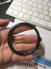 Load image into Gallery viewer, 58mm Certified Type A 100% Natural dark green/blue/gray/black gradient Guatemala slim round cut Jadeite bangle PE88-5516
