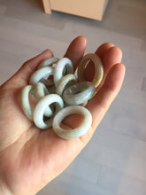Load image into Gallery viewer, Size 7 3/4-13 100% natural type A light green/purple/white/brown jadeite band ring group PD196
