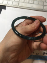 Load image into Gallery viewer, 58mm Certified Type A 100% Natural dark green/blue/gray/black gradient Guatemala slim round cut Jadeite bangle PE88-5516
