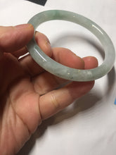 Load image into Gallery viewer, 57.5mm certified 100% natural Type A light green white round cut jadeite jade bangle PE11-3843
