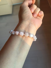 Load image into Gallery viewer, 100% natural type A icy white/purple jadeite jade beads bracelet BK57

