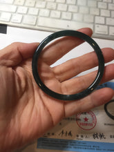 Load image into Gallery viewer, 58mm Certified Type A 100% Natural dark green/blue/gray/black gradient Guatemala slim round cut Jadeite bangle PE88-5516

