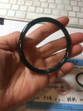 Load image into Gallery viewer, 58mm Certified Type A 100% Natural dark green/blue/gray/black gradient Guatemala slim round cut Jadeite bangle PE88-5516
