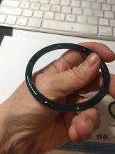 Load image into Gallery viewer, 58mm Certified Type A 100% Natural dark green/blue/gray/black gradient Guatemala slim round cut Jadeite bangle PE88-5516
