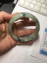 Load image into Gallery viewer, 58mm certified Type A 100% Natural light green gray chubby Jadeite Jade bangle BS117-6632
