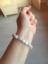 Load image into Gallery viewer, 100% natural type A icy white/purple jadeite jade beads bracelet BK57
