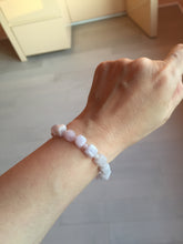 Load image into Gallery viewer, 100% natural type A icy white/purple jadeite jade beads bracelet BK57
