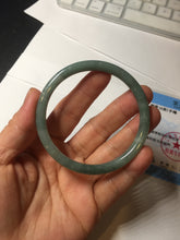 Load image into Gallery viewer, 55.3mm Certified Type A 100% Natural deep sea dark green/blue/gray/black slim round cut Guatemala Jadeite bangle AU73-3812
