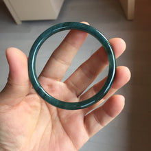 Load image into Gallery viewer, 56mm Certified Type A 100% Natural icy watery dark green/blue/gray/black slim Guatemala Jadeite bangle PJ156-0681
