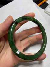 Load image into Gallery viewer, 62mm certified 100% Natural dark green/black round cut nephrite (碧玉)  bangle HN20-9149
