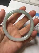 Load image into Gallery viewer, 57.5mm certified 100% natural Type A light green white round cut jadeite jade bangle PE11-3843
