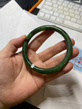 Load image into Gallery viewer, 62mm certified 100% Natural dark green/black round cut nephrite (碧玉)  bangle HN20-9149
