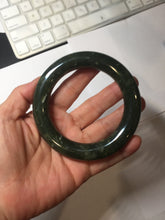 Load image into Gallery viewer, 59mm certified 100% Natural dark green/gray/black (nebula dust) chubby round cut nephrite Jade bangle HN126-0205
