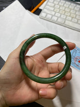 Load image into Gallery viewer, 62mm certified 100% Natural dark green/black round cut nephrite (碧玉)  bangle HN20-9149
