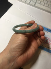Load image into Gallery viewer, 55.3mm Certified Type A 100% Natural deep sea dark green/blue/gray/black slim round cut Guatemala Jadeite bangle AU73-3812
