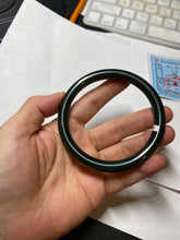 Load image into Gallery viewer, 62mm certified 100% Natural dark green/black round cut nephrite (碧玉)  bangle HN21-9155
