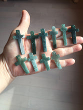 Load image into Gallery viewer, 100% Natural type A dark green/blue/black/gray Guatemala jadeite Jade Hand-held cross or cross pendant group PE14
