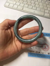 Load image into Gallery viewer, 55mm Certified Type A 100% Natural dark green/gray round cut Jadeite bangle PA227-2426
