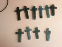 Load image into Gallery viewer, 100% Natural type A dark green/blue/black/gray Guatemala jadeite Jade Hand-held cross or cross pendant group PE14
