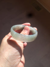 Load image into Gallery viewer, 49.5mm Certified Type A 100% Natural icy watery light green/gray/black thin Jadeite Jade bangle AY79-3208
