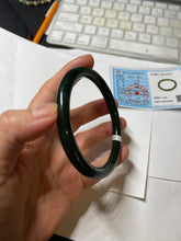 Load image into Gallery viewer, 62mm certified 100% Natural dark green/black round cut nephrite (碧玉)  bangle HN21-9155
