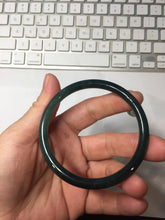 Load image into Gallery viewer, 56mm Type A 100% Natural dark green/blue/gray/black Guatemala slim round cut Jadeite bangle PJ120
