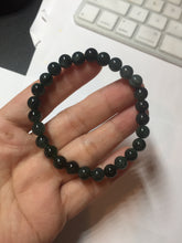 Load image into Gallery viewer, 6.8mm size 50-55mm 100% natural type A icy watery dark green/blue/gray jadeite jade beads bracelet PB80
