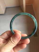 Load image into Gallery viewer, 57.3mm Type A 100% Natural icy black(WuJi 冰乌鸡) blue gray Guatemala Slim Round Cut Jadeite Bangle PJ158-1380
