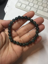 Load image into Gallery viewer, 6.8mm size 50-55mm 100% natural type A icy watery dark green/blue/gray jadeite jade beads bracelet PB80
