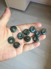 Load image into Gallery viewer, 100% natural Type A dark green blue gray Guatemala jadeite safety Guardian ring pendant PD12
