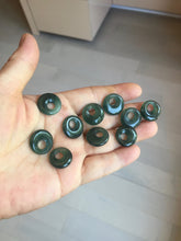 Load image into Gallery viewer, 100% natural Type A dark green blue gray Guatemala jadeite safety Guardian ring pendant PD12
