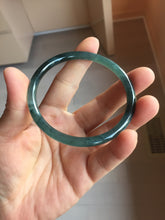 Load image into Gallery viewer, 57.3mm Type A 100% Natural icy black(WuJi 冰乌鸡) blue gray Guatemala Slim Round Cut Jadeite Bangle PJ158-1380
