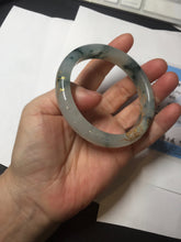 Load image into Gallery viewer, 58.5mm Certified 100% Natural type A icy watery green/light with green flying flowers carved and golden-painted Jadeite Jade bangle PB211-7075
