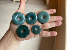 Load image into Gallery viewer, 27-33mm Type A 100% Natural dark green blue Guatemala Jadeite Safety Guardian Button donuts pendant BP179
