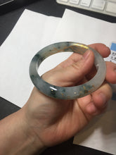 Load image into Gallery viewer, 58.5mm Certified 100% Natural type A icy watery green/light with green flying flowers carved and golden-painted Jadeite Jade bangle PB211-7075
