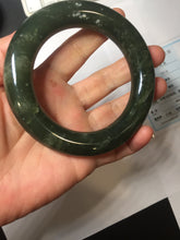 Load image into Gallery viewer, 59mm certified 100% Natural dark green/gray/black (nebula dust) chubby round cut nephrite Jade bangle HN128-0206

