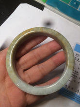 Load image into Gallery viewer, 59.5mm certified Type A 100% Natural light green/brown square Jadeite Jade bangle R101-1758

