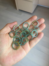 Load image into Gallery viewer, 13.3mm size 2 100% natural type A icy watery green/blue/yellow Guatemala square style jadeite jade pinky finger band ring/pendant group BS118
