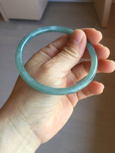 Load image into Gallery viewer, 60.5mm Certified Type A 100% Natural icy watery deep sea dark green/blue/gray/black snowly Guatemala slim round cut Jadeite bangle PB145-8150

