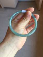 Load image into Gallery viewer, 60.5mm Certified Type A 100% Natural icy watery deep sea dark green/blue/gray/black snowly Guatemala slim round cut Jadeite bangle PB145-8150
