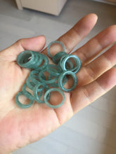 Load image into Gallery viewer, 13.3mm size 2 100% natural type A icy watery green/blue Guatemala square style jadeite jade pinky finger band ring/pendant group BS124
