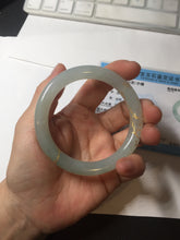 Load image into Gallery viewer, 53.7mm 100% Natural type A icy watery light green carved and golden-painted round cut Jadeite Jade bangle Pb212-2404
