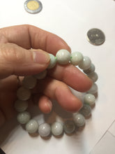 Load image into Gallery viewer, 10.5mm size 52-60mm 100% natural type A white green purple jadeite jade beads bracelet PB83
