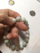 Load image into Gallery viewer, 10.5mm size 52-60mm 100% natural type A white green purple jadeite jade beads bracelet PB83
