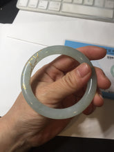 Load image into Gallery viewer, 53.7mm 100% Natural type A icy watery light green carved and golden-painted round cut Jadeite Jade bangle Pb212-2404
