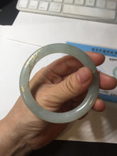 Load image into Gallery viewer, 53.7mm 100% Natural type A icy watery light green carved and golden-painted round cut Jadeite Jade bangle Pb212-2404
