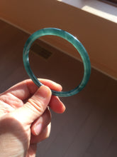Load image into Gallery viewer, 58mm Certified Type A 100% Natural dark green/blue/gray/black gradient Guatemala slim round cut Jadeite bangle PE88-5516
